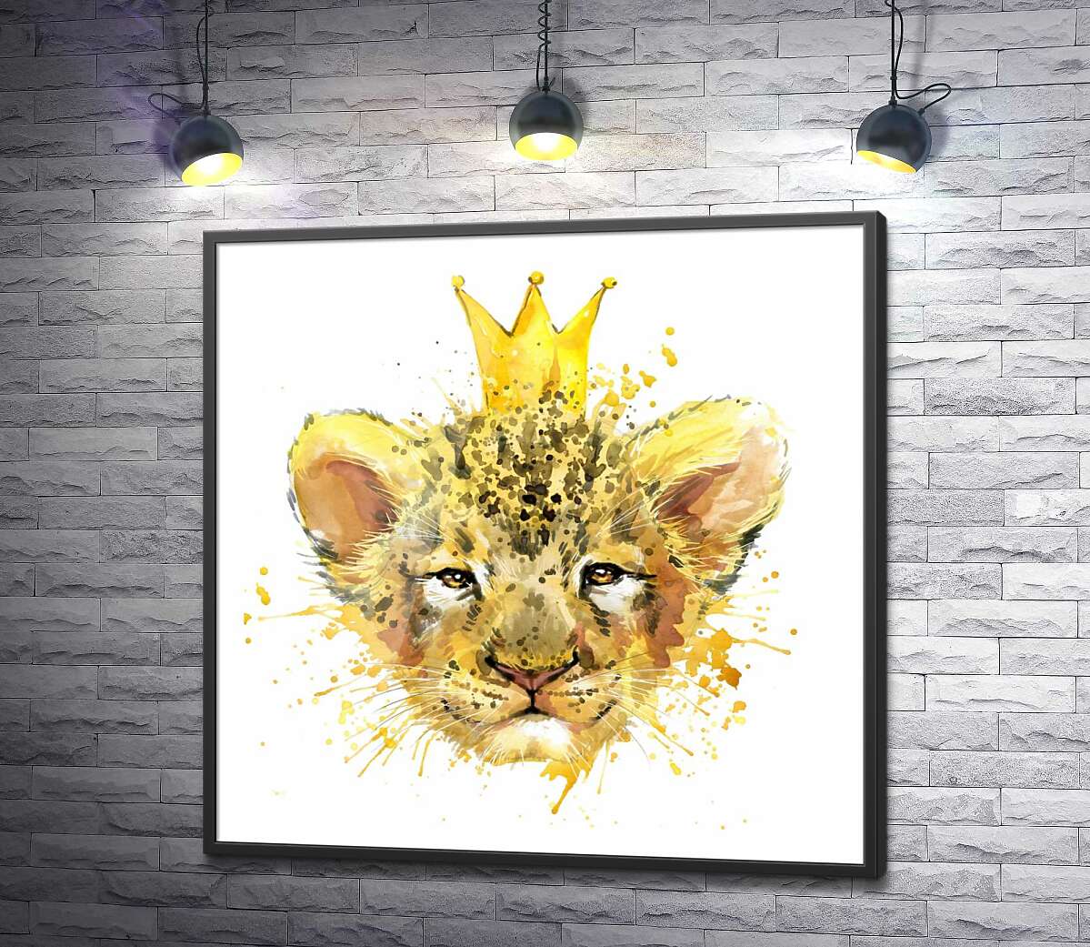 постер Левеня із золотою короною на голові