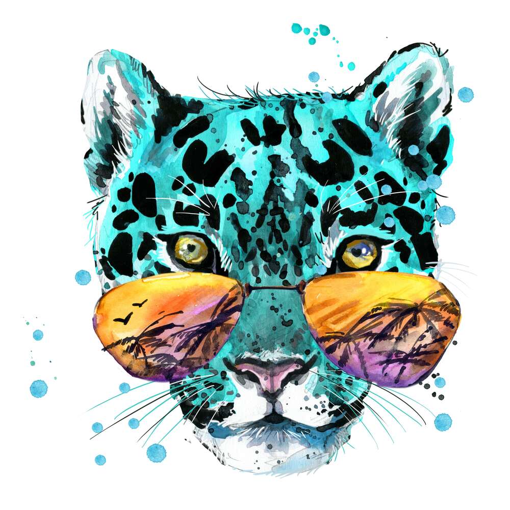 картина-постер Бирюзовый леопард в отпуске