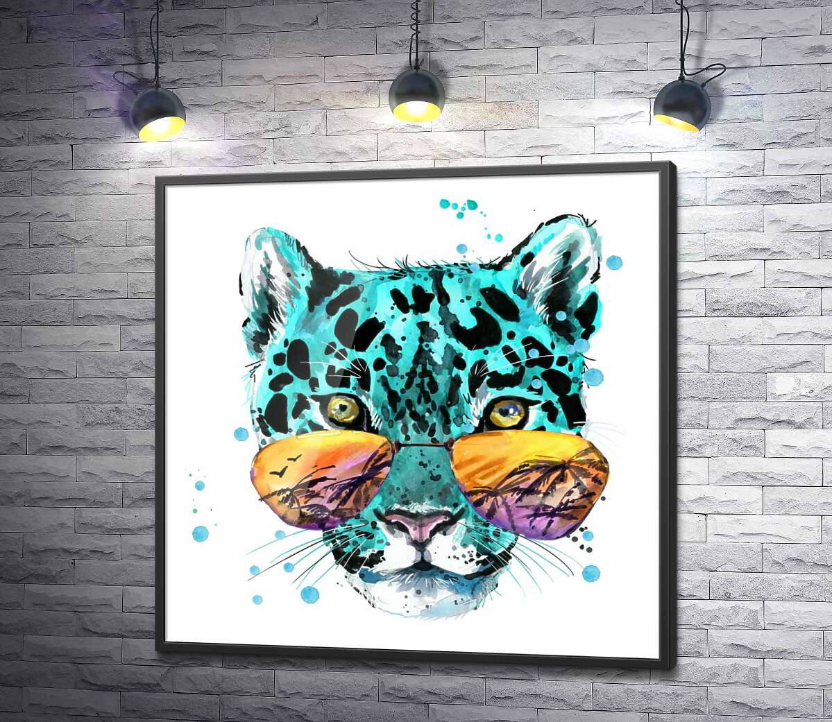 постер Бирюзовый леопард в отпуске