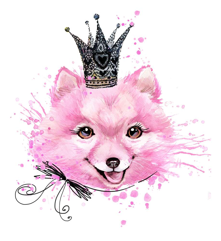 картина-постер Розовая собака в ажурной короне
