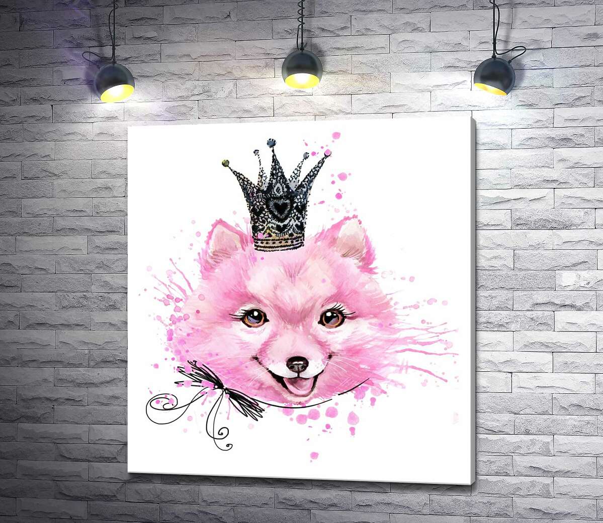 картина Розовая собака в ажурной короне