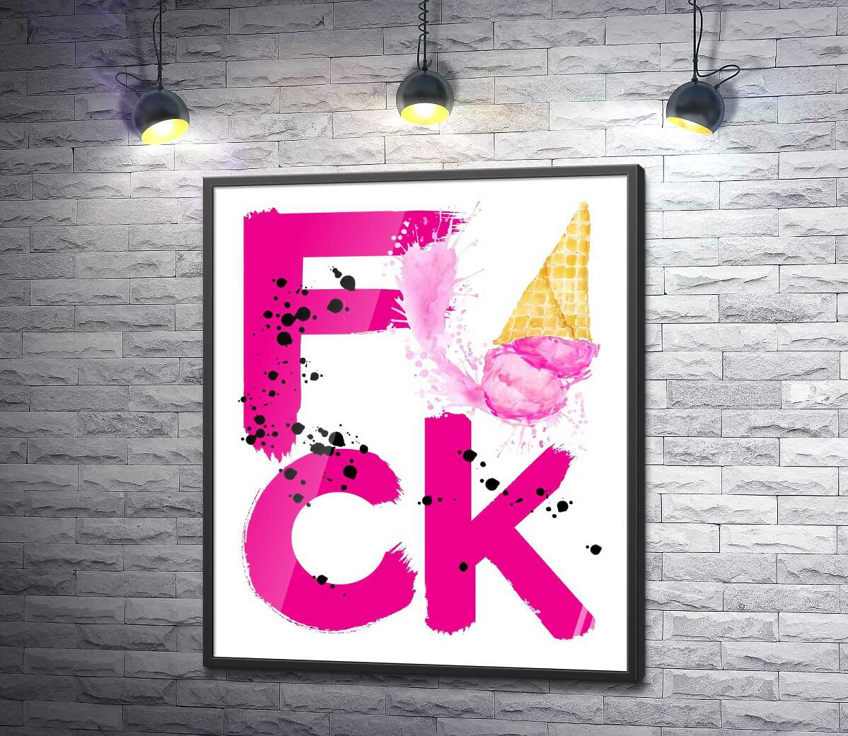 постер Розовое слово "fuck" с рожком мороженого