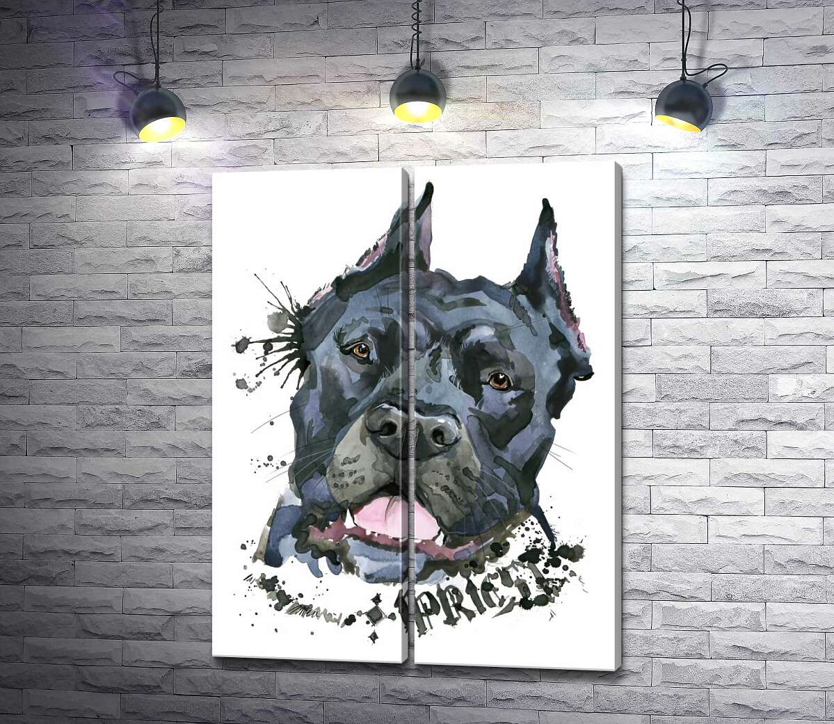 модульна картина Чорна бійцівська собака породи кане-корсо