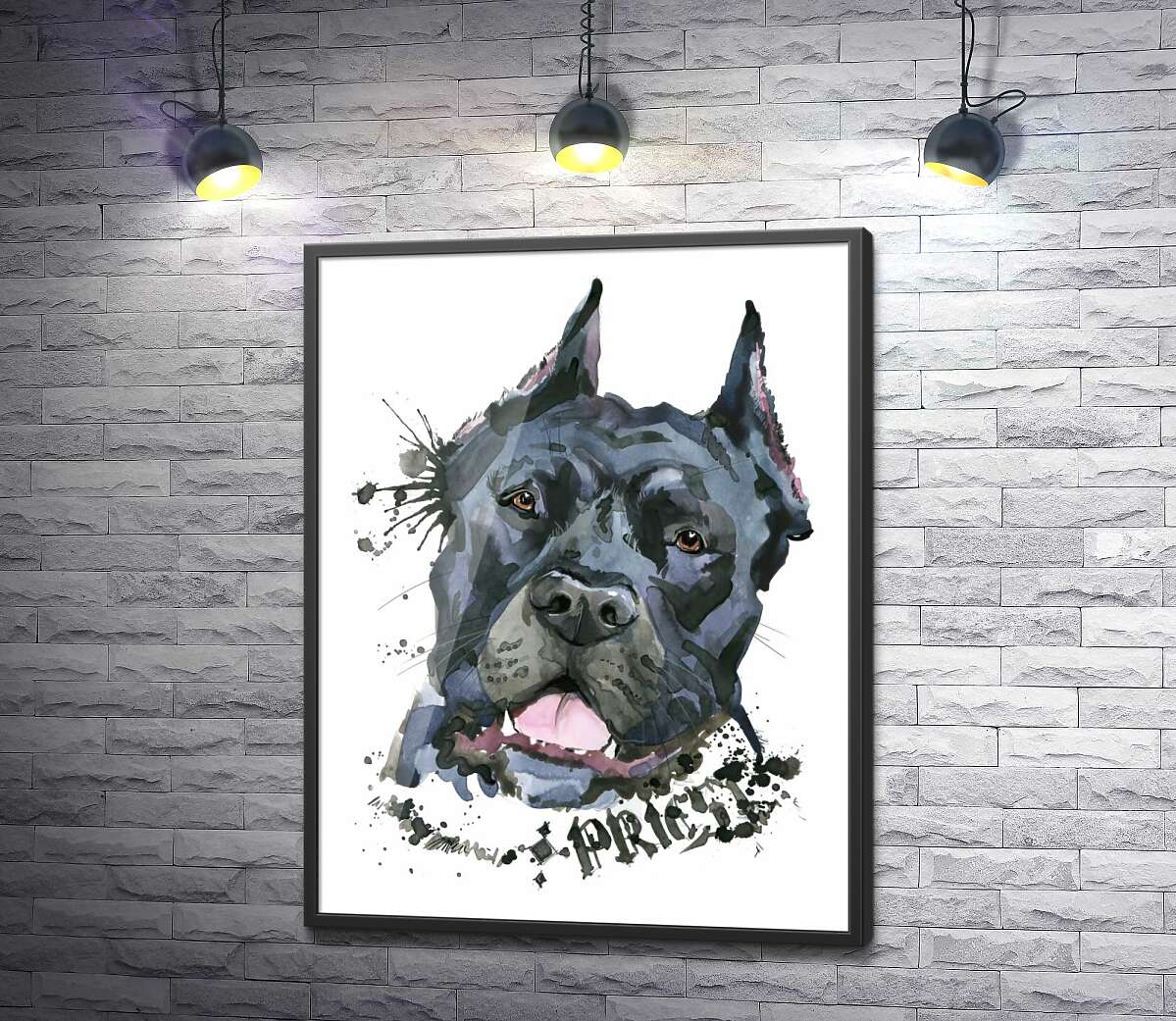 постер Черная бойцовская собака породы кане-корсо