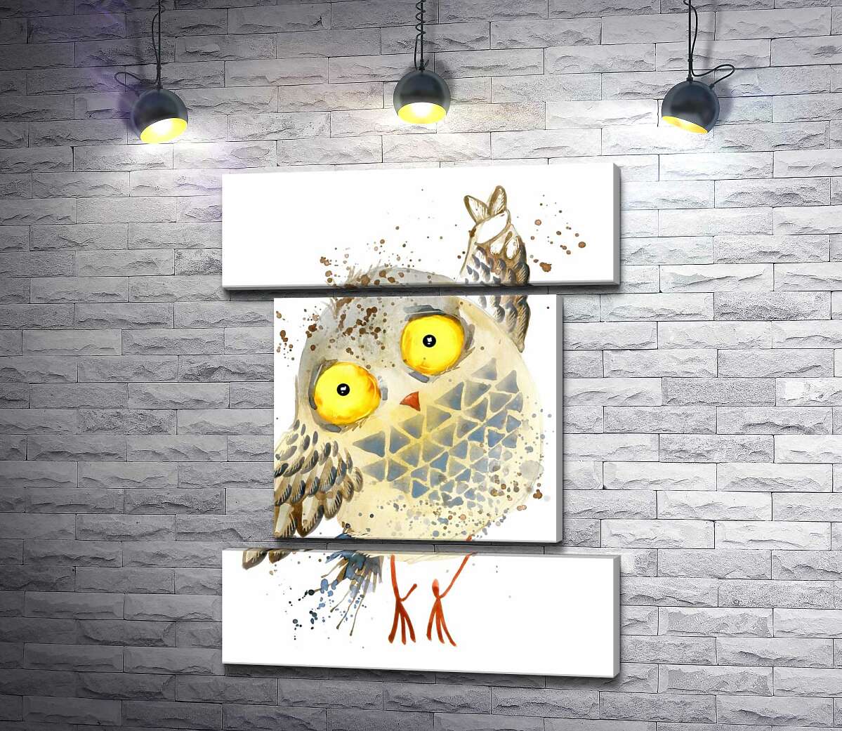 модульная картина Серая сова тянет крыло вверх (Модуль №18)