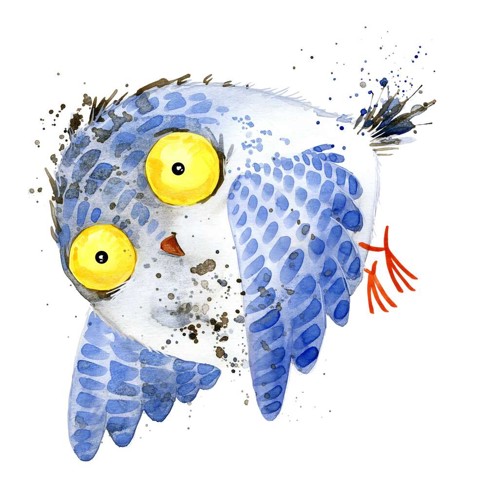 картина-постер Синя сова в польоті