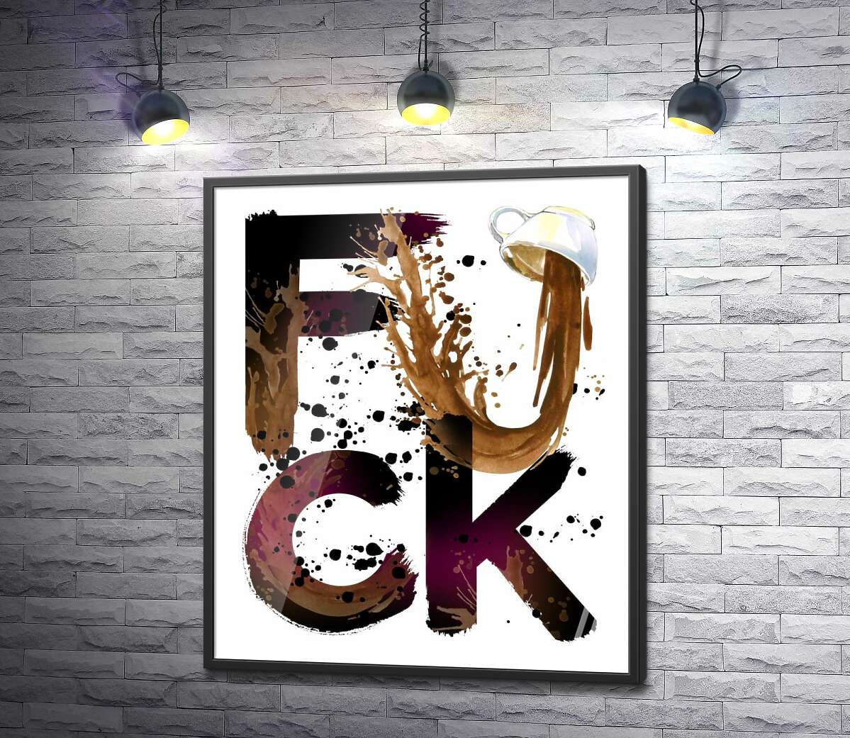 постер Чашка кофе вылилась на слово "fuck"