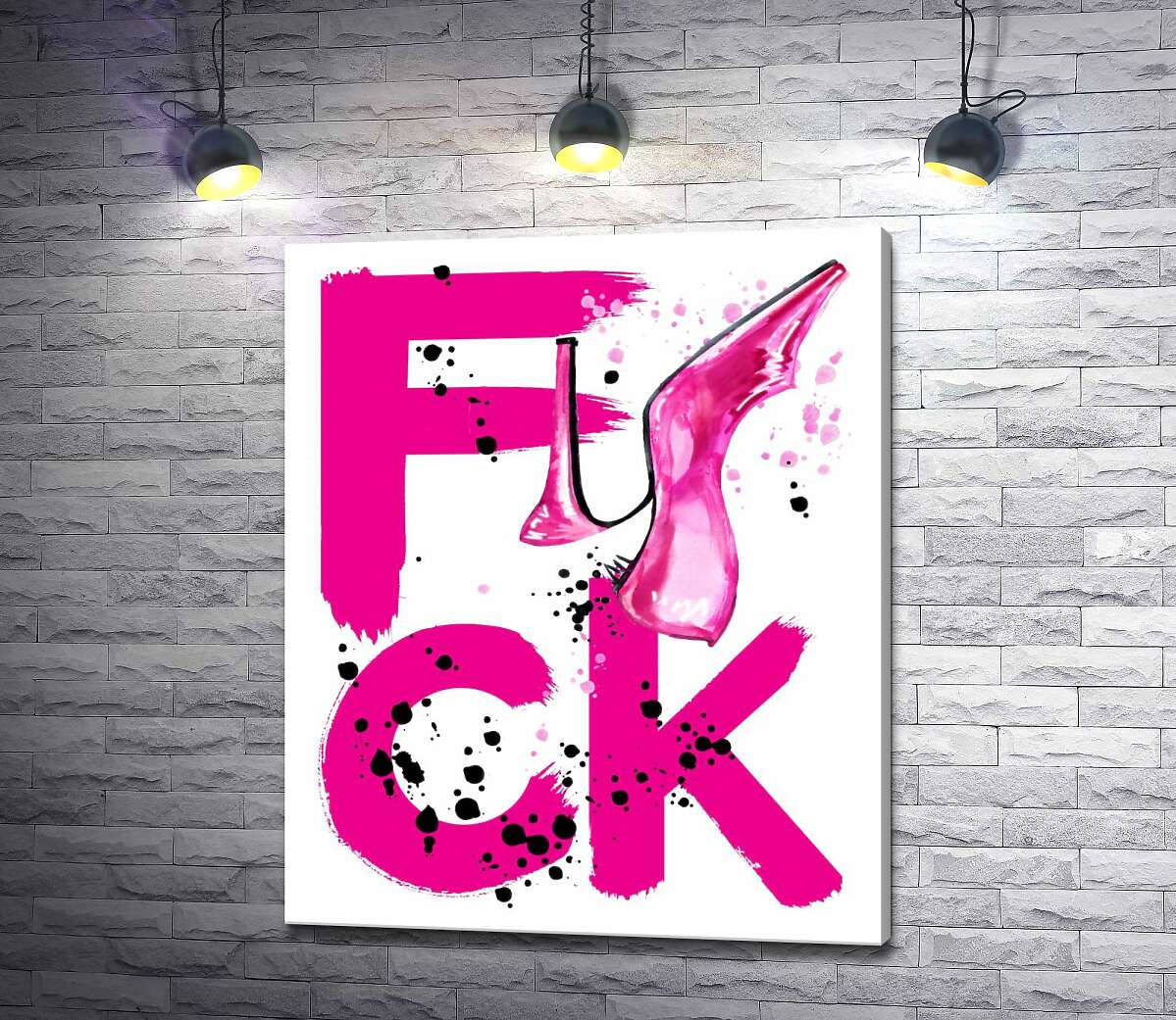 картина Туфля повисла на розовом слове "fuck"