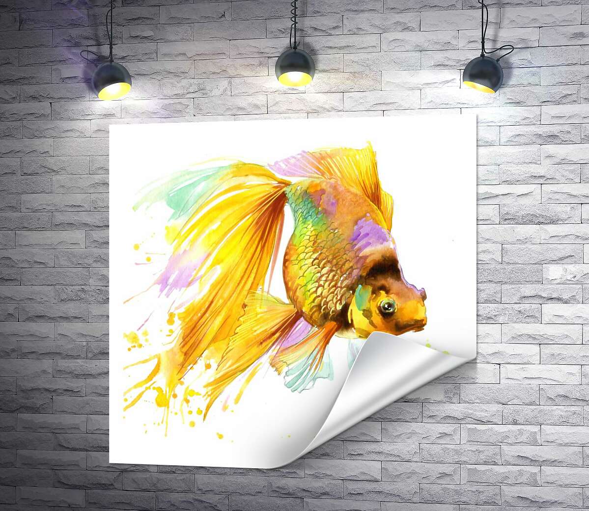 печать Цветной блеск чешуи золотой рыбки