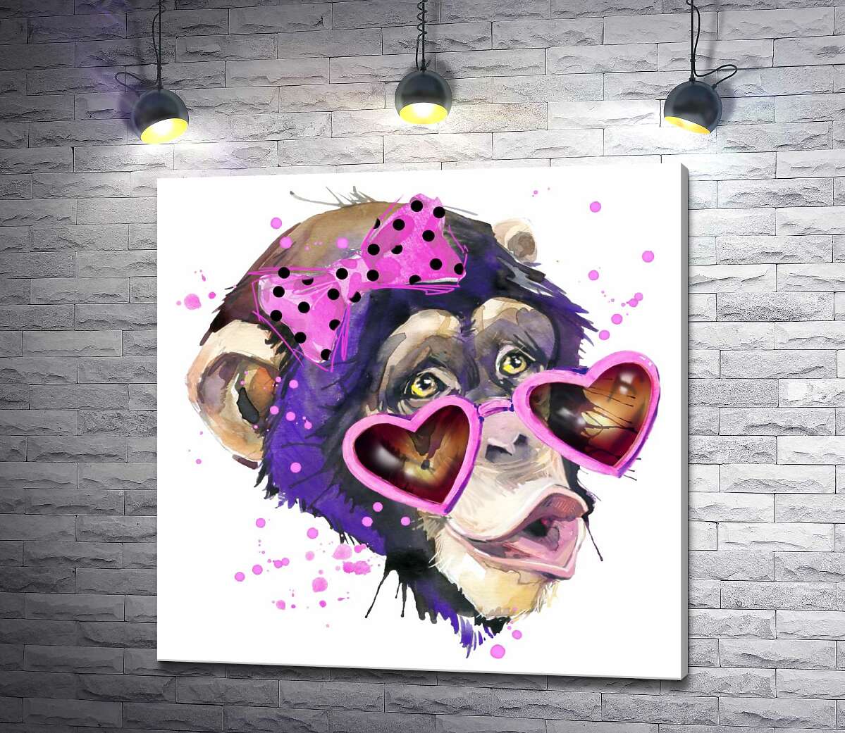 картина Мавпа з бантом та в окулярах-сердечках