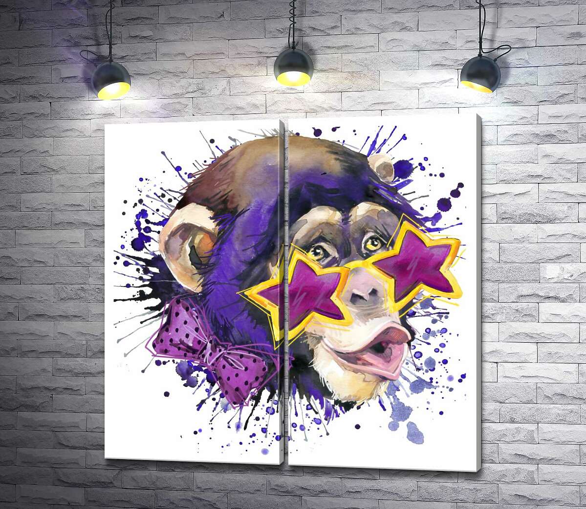 модульная картина Звездные очки на носу у обезьяны