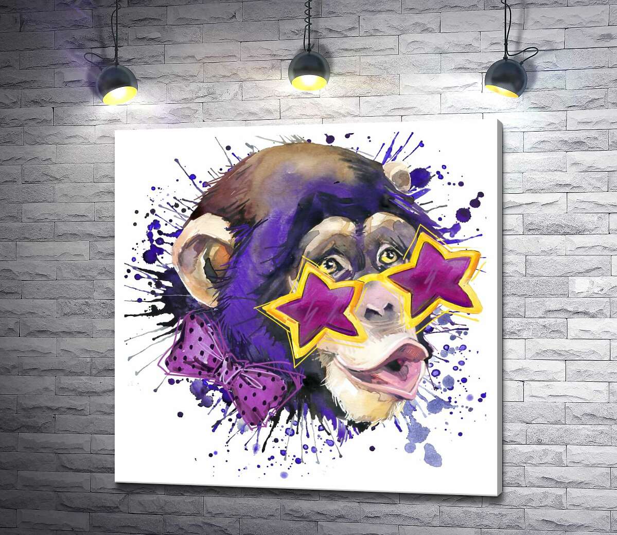 картина Звездные очки на носу у обезьяны