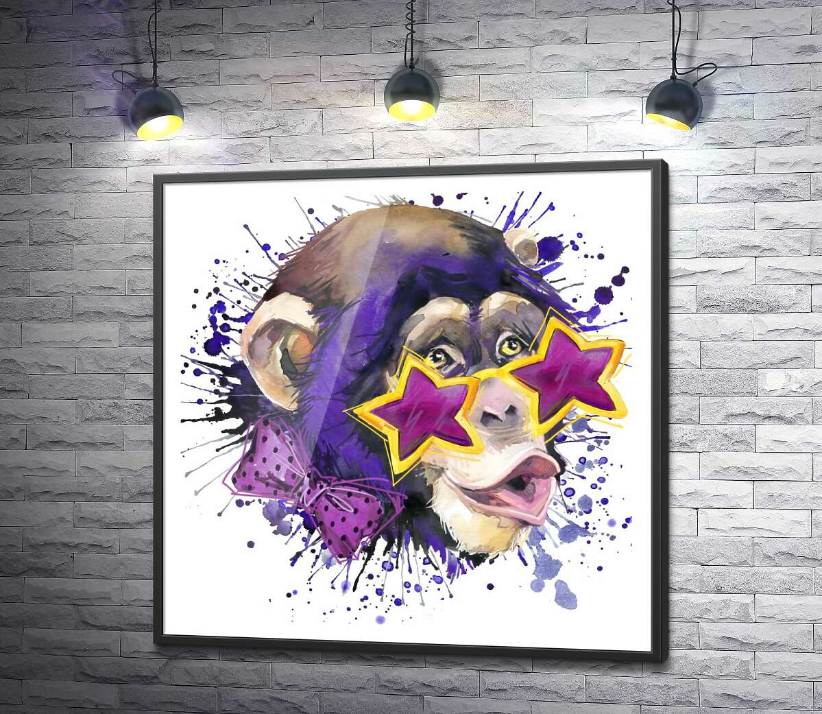 постер Звездные очки на носу у обезьяны