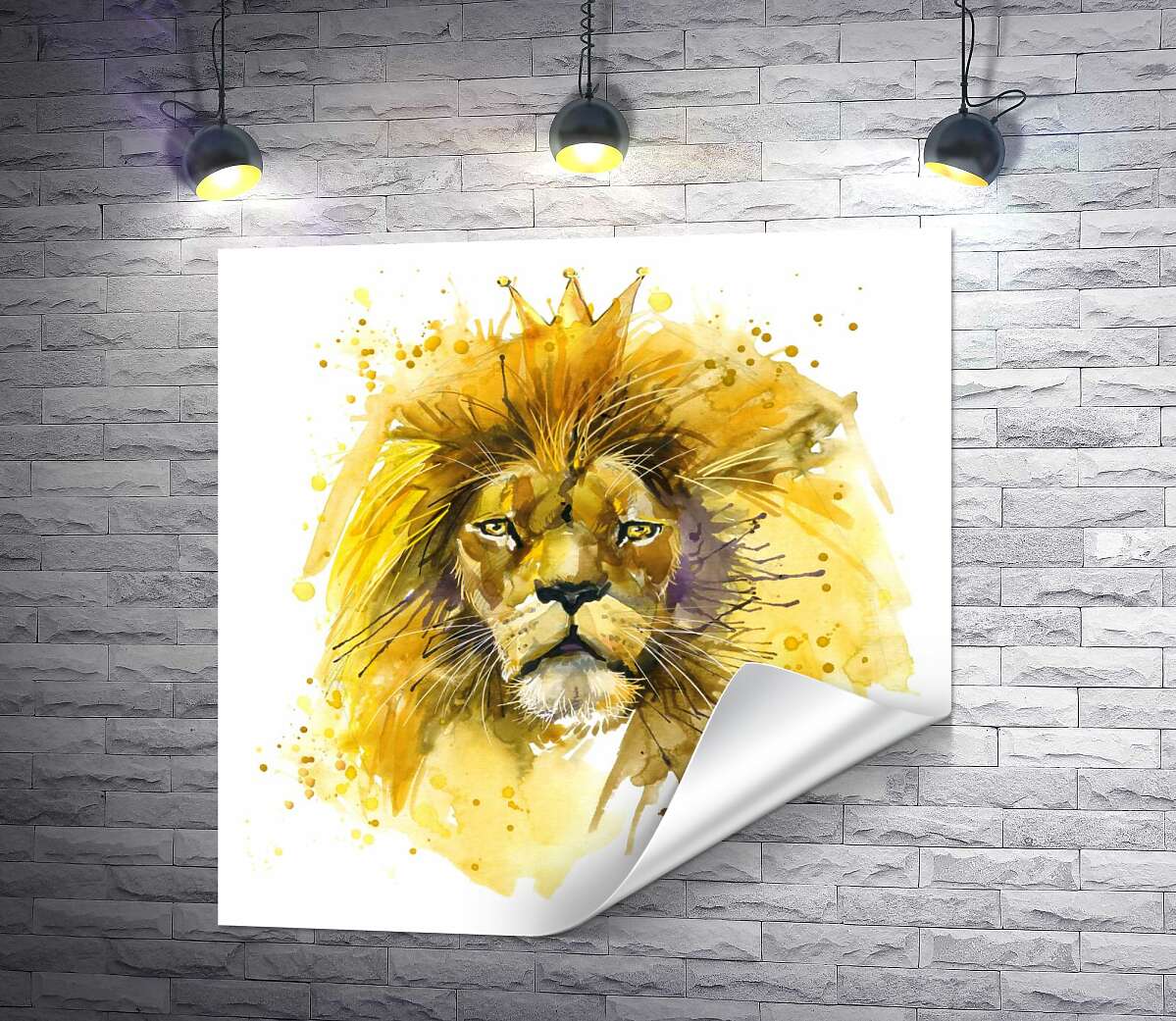 печать Пышная золотая грива короля-льва