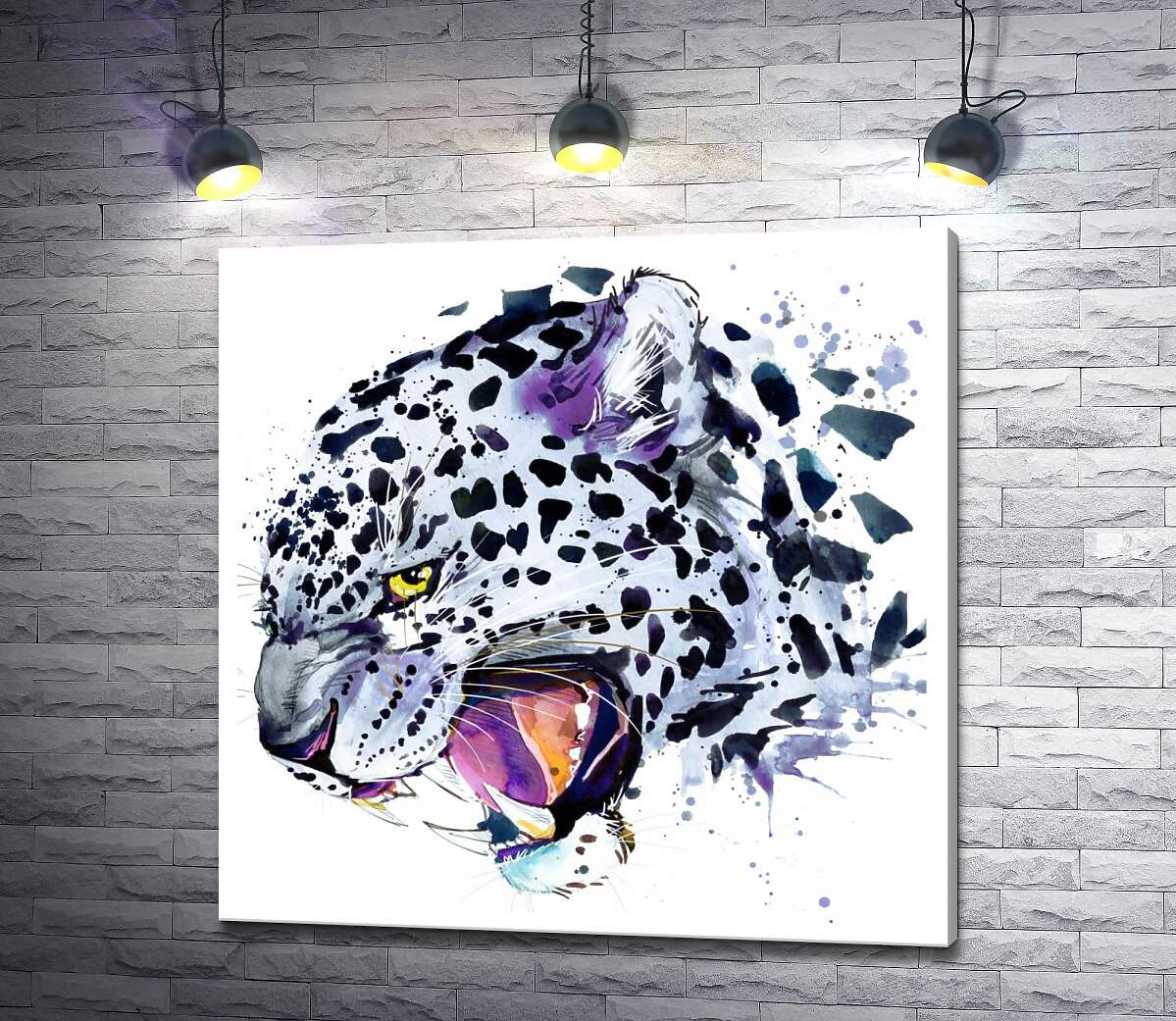 картина Белый леопард опасно рычит