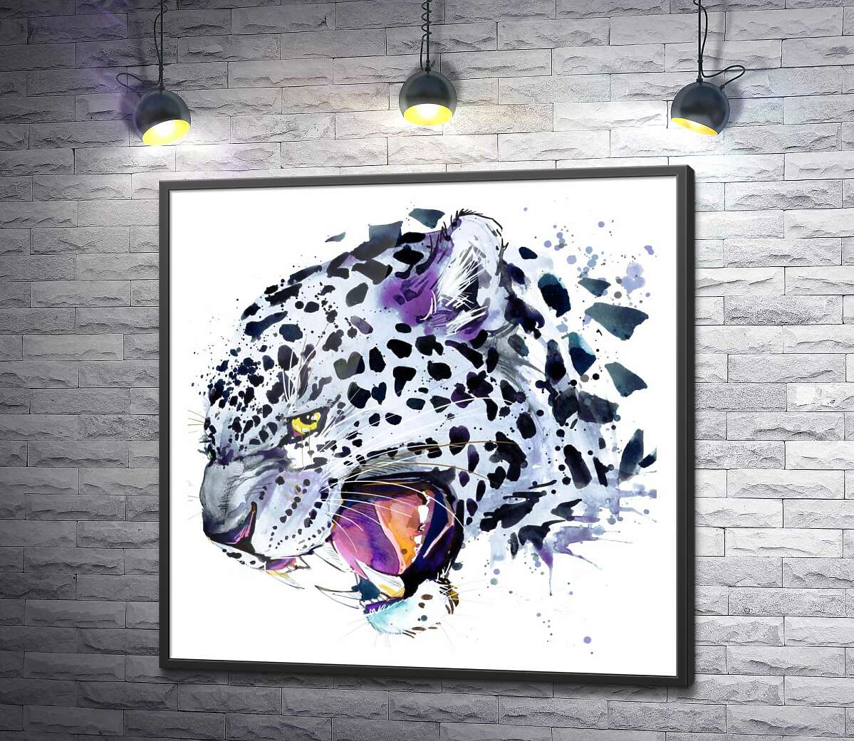 постер Белый леопард опасно рычит