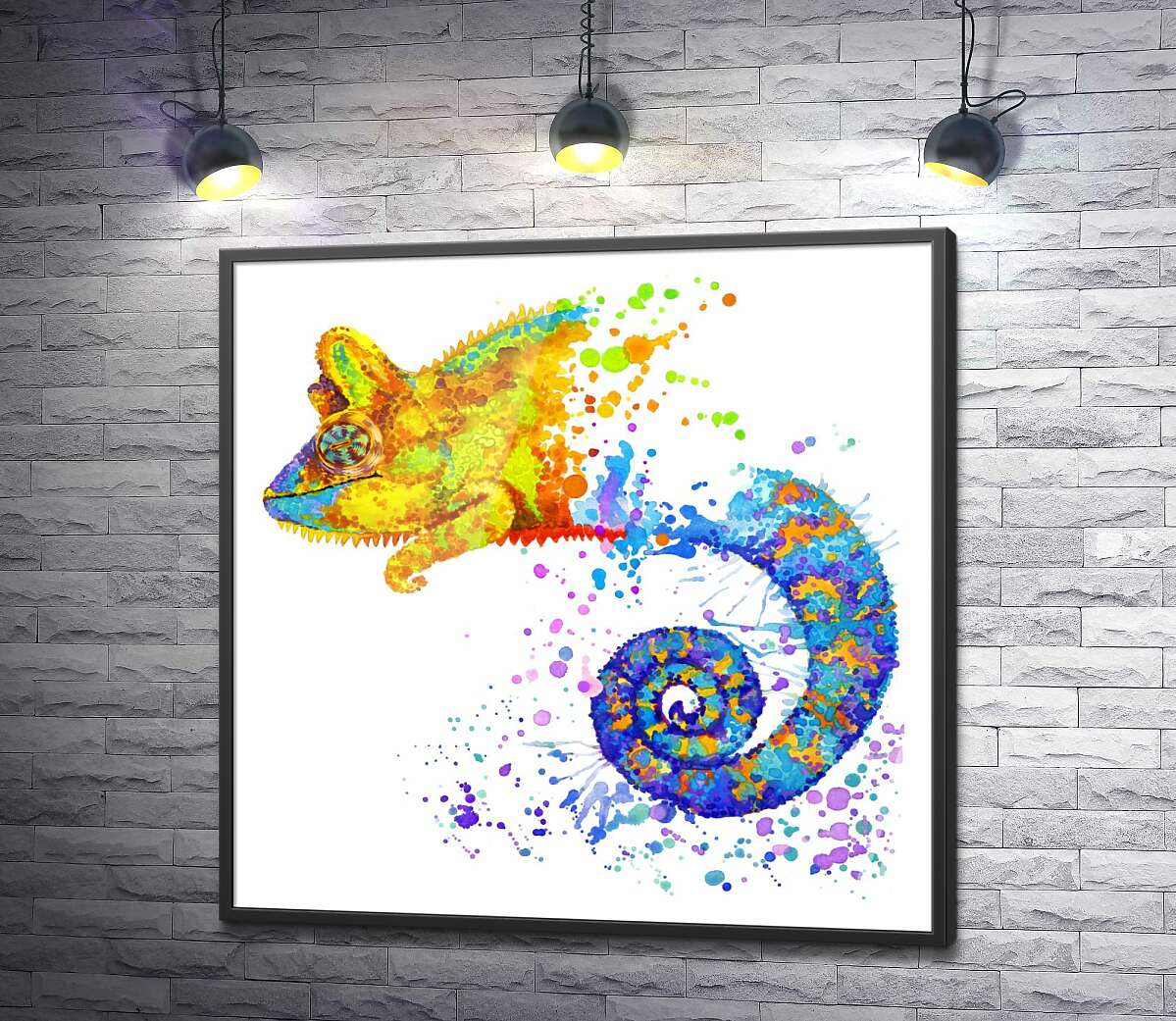 постер Зникаючий силует кольорового хамелеона