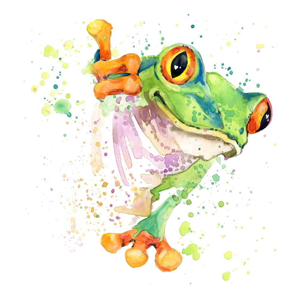 картина-постер Яскравий силует червоноокої деревної жаби