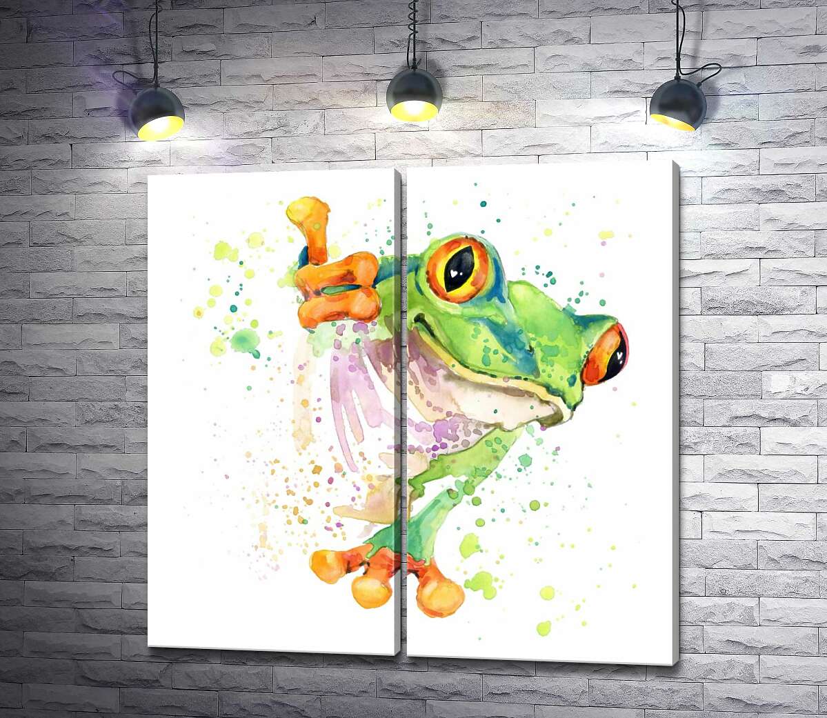 модульна картина Яскравий силует червоноокої деревної жаби