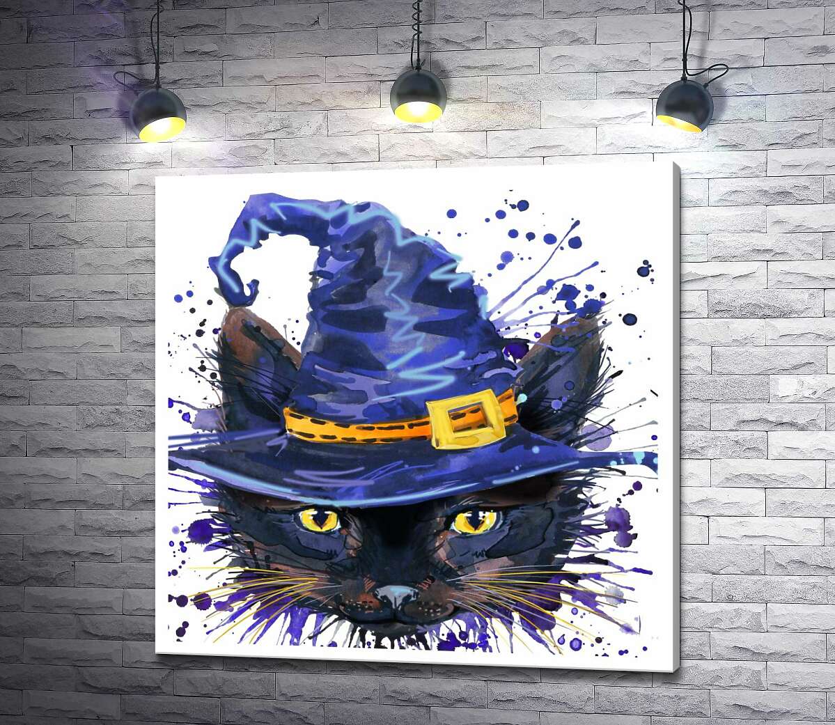картина Сині відтінки шерсті чорної кішки відьми