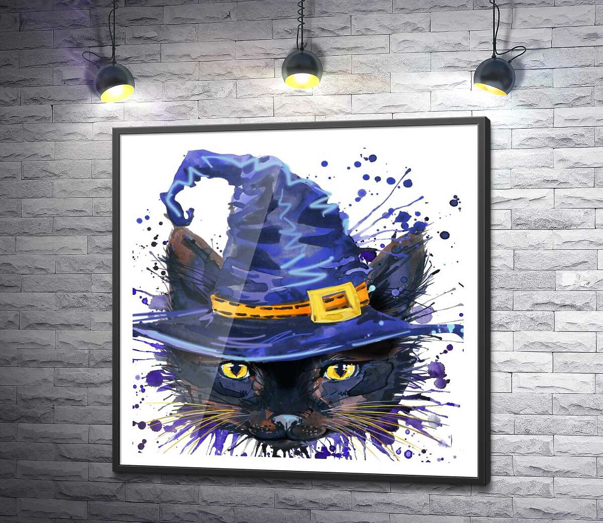 постер Сині відтінки шерсті чорної кішки відьми