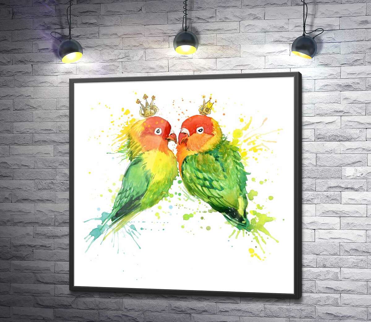 постер Королевская пара попугаев неразлучников