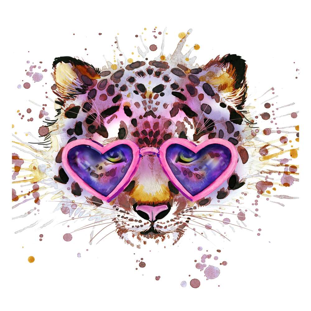 картина-постер Модный леопард в розовых очках