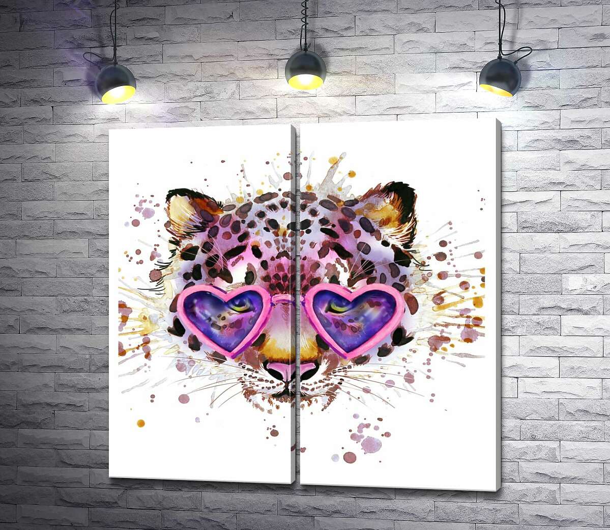 модульная картина Модный леопард в розовых очках