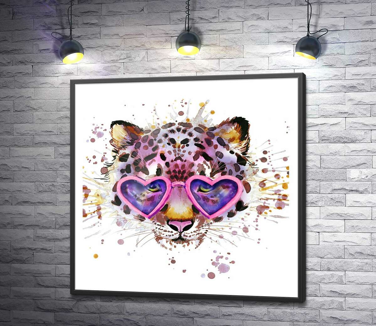 постер Модный леопард в розовых очках