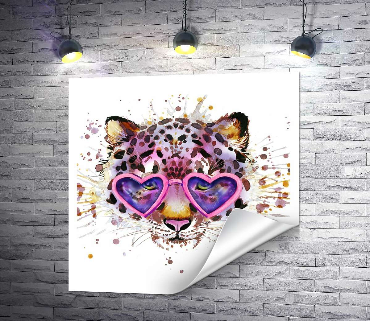 печать Модный леопард в розовых очках