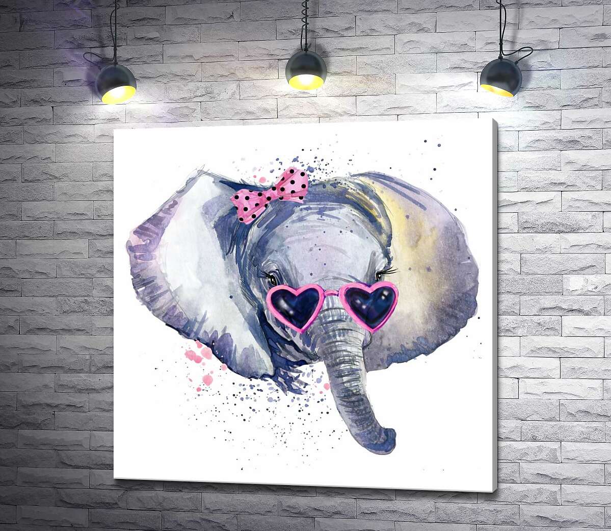 картина Модная слониха в розовых очках