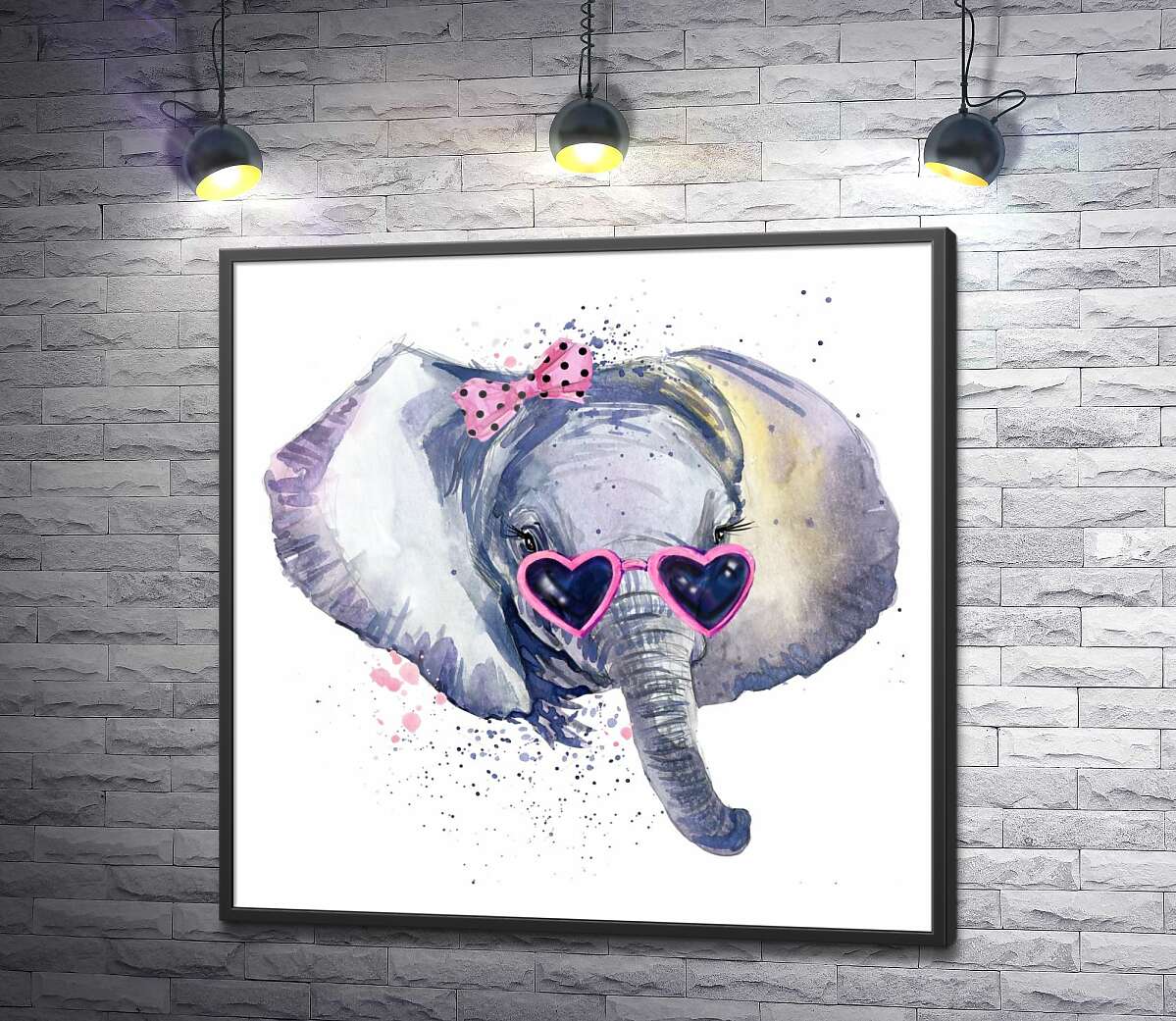 постер Модна слониха в рожевих окулярах