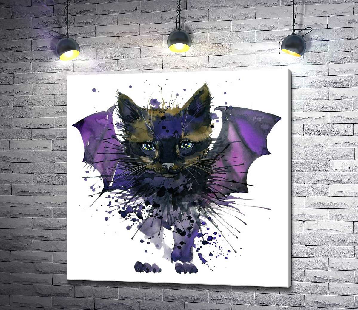 картина Чорний кіт із крилами кажана