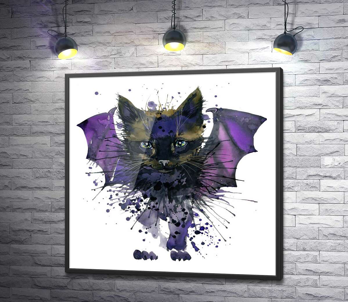 постер Чорний кіт із крилами кажана