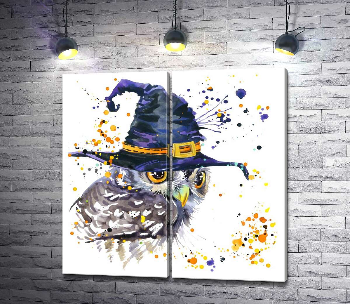 модульна картина Сова чарівниця в синій шляпі