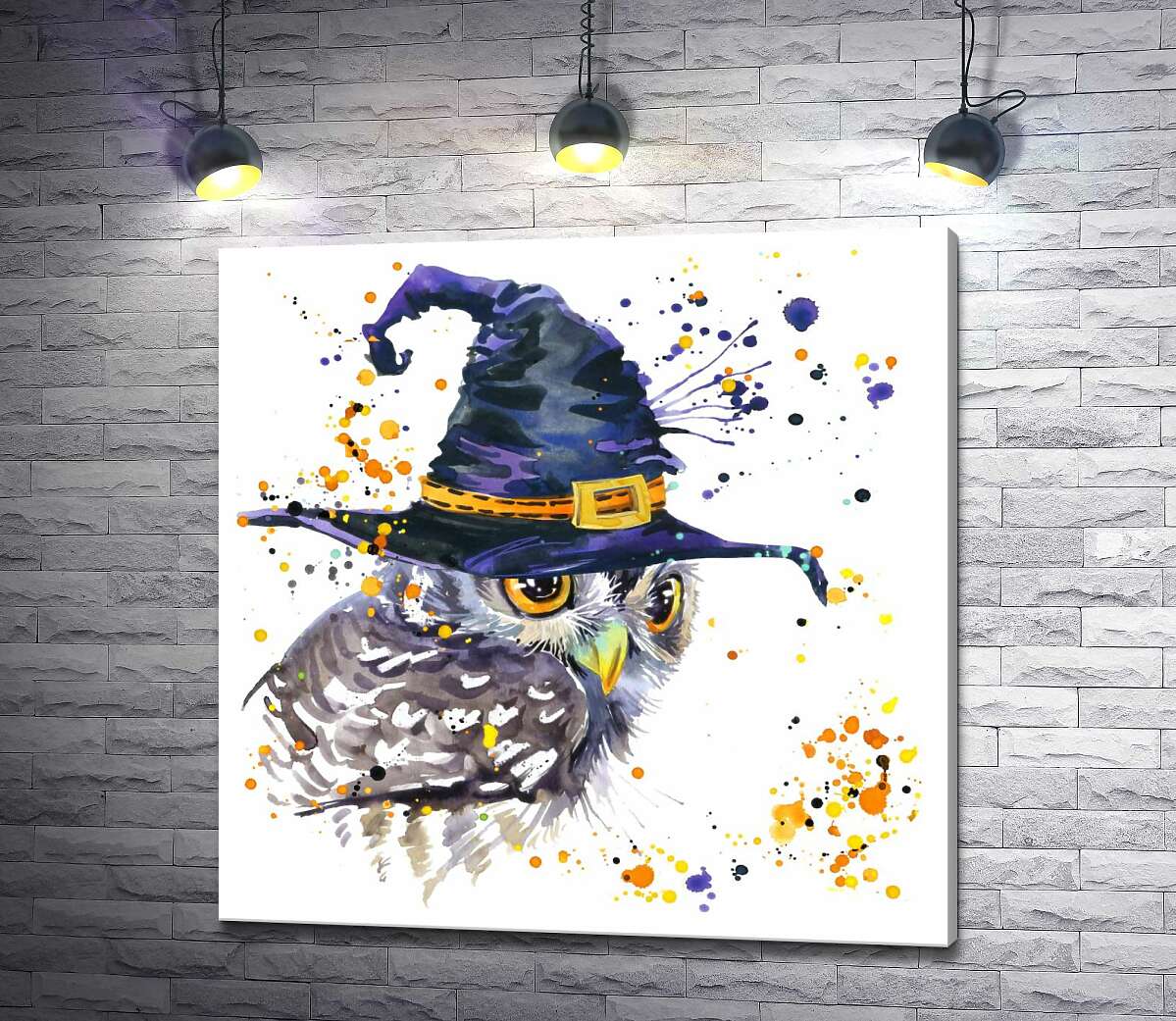 картина Сова чарівниця в синій шляпі