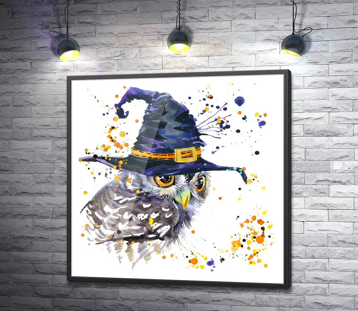 постер Сова чарівниця в синій шляпі