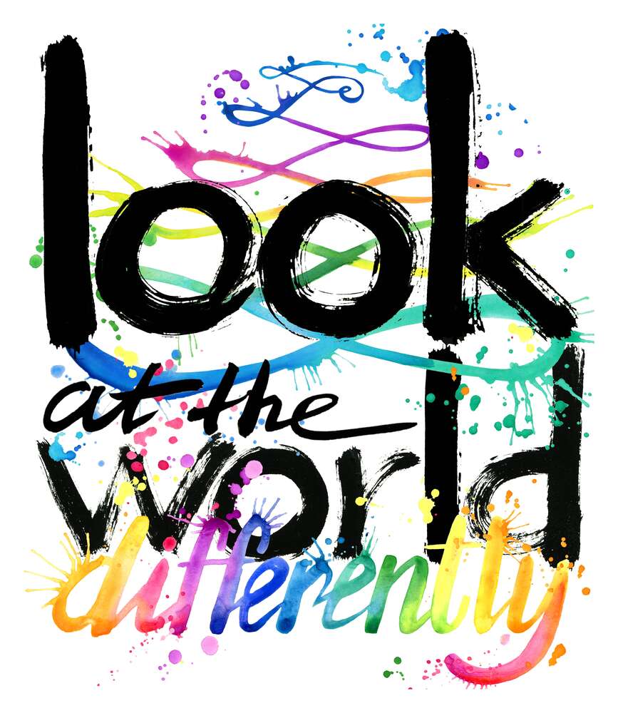 картина-постер Радужная надпись "look at the world differently"