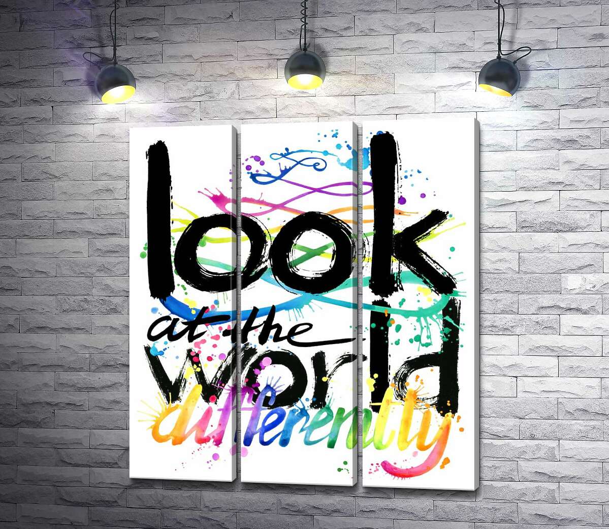 модульна картина Веселковий напис "look at the world differently"