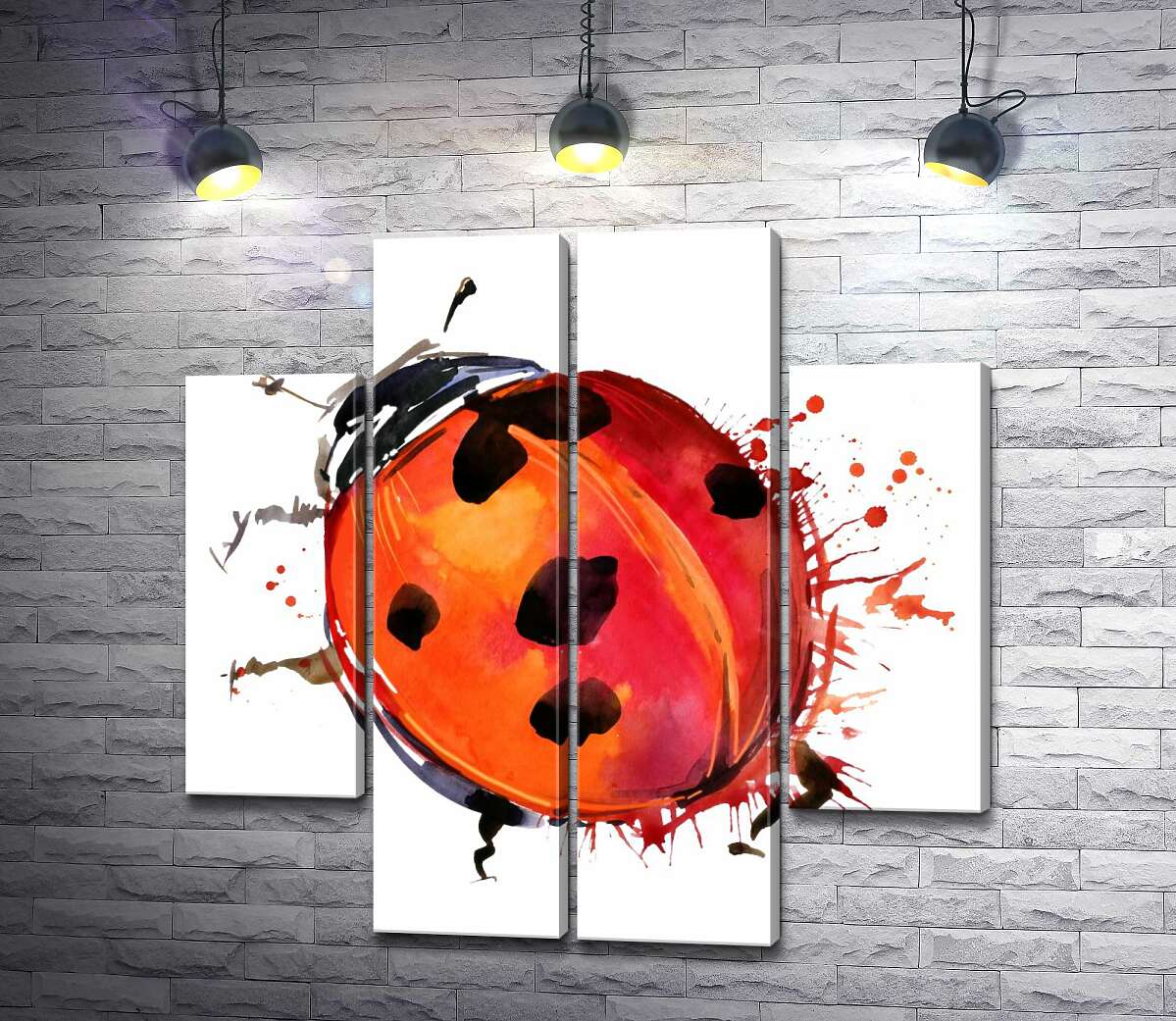 модульная картина Яркий силуэт пятнистой божьей коровки (Модуль №20)