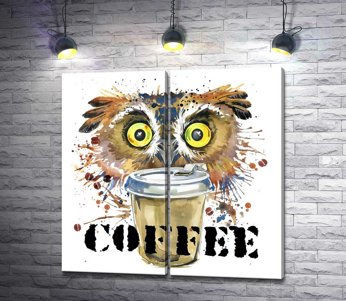 модульна картина Жовтоокій сові необхідна кава