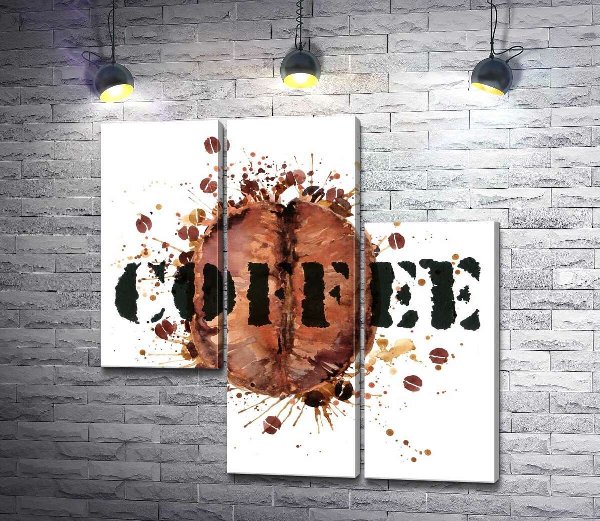 модульная картина Надпись "coffee" на фоне кофейного зерна (Модуль №13)