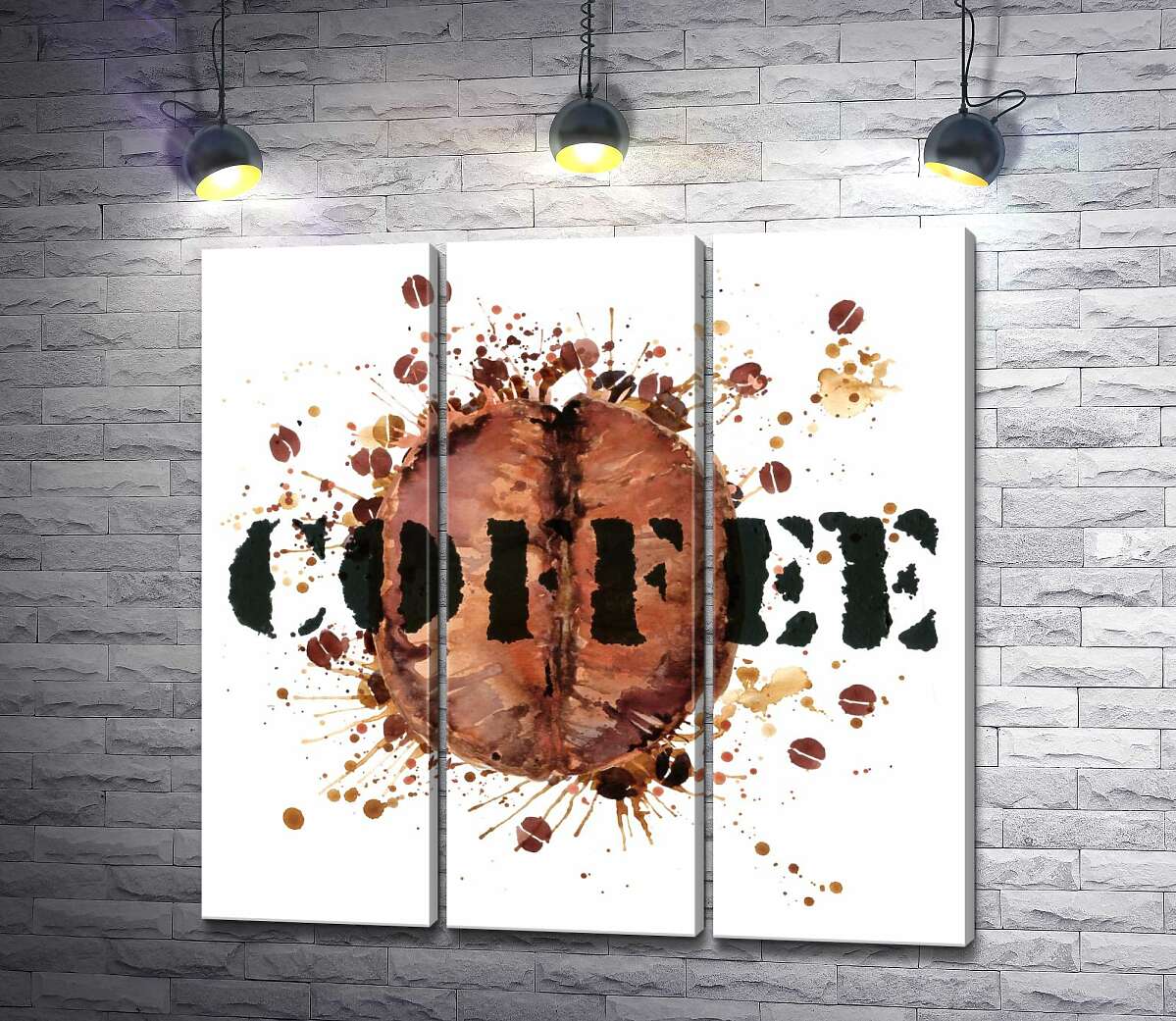 модульная картина Надпись "coffee" на фоне кофейного зерна