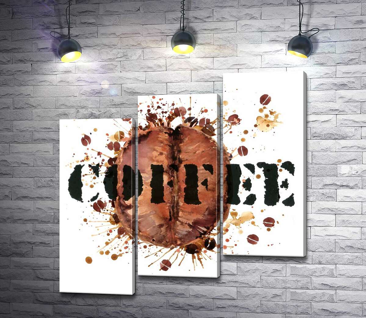 модульна картина Напис "coffee" на фоні кавового зерна (Модуль №14)