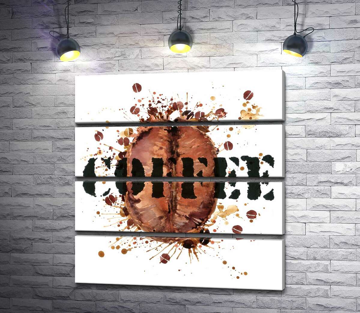 модульна картина Напис "coffee" на фоні кавового зерна (Модуль №22)