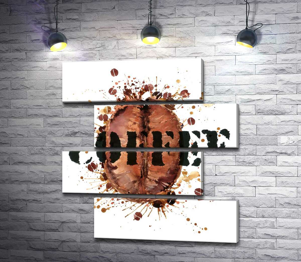 модульна картина Напис "coffee" на фоні кавового зерна (Модуль №23)