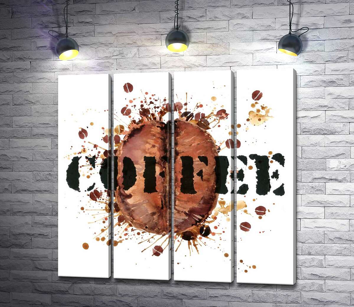 модульная картина Надпись "coffee" на фоне кофейного зерна (Модуль №24)