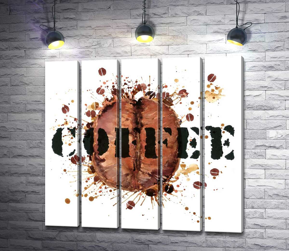 модульна картина Напис "coffee" на фоні кавового зерна (Модуль №26)
