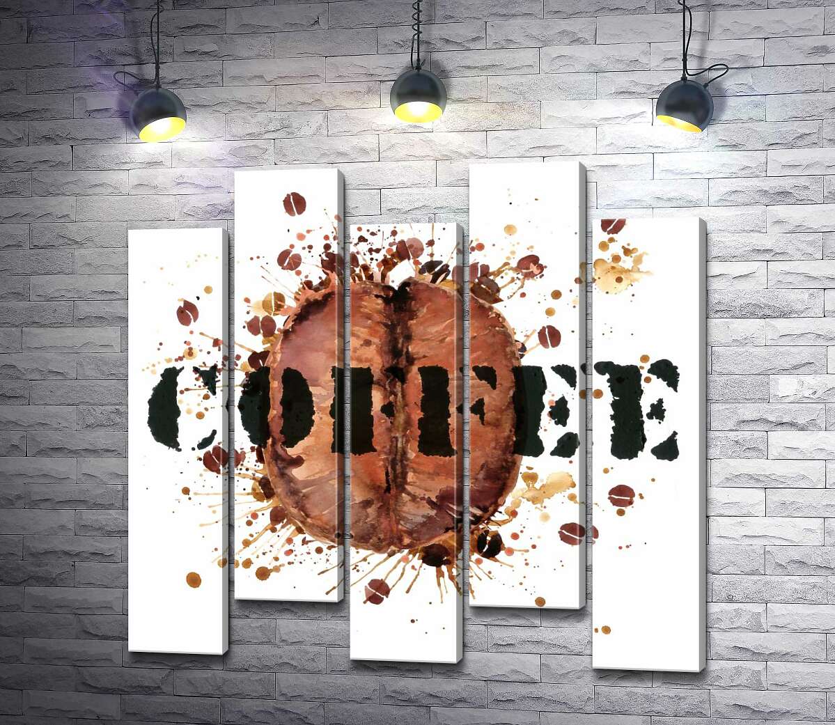 модульная картина Надпись "coffee" на фоне кофейного зерна (Модуль №30)