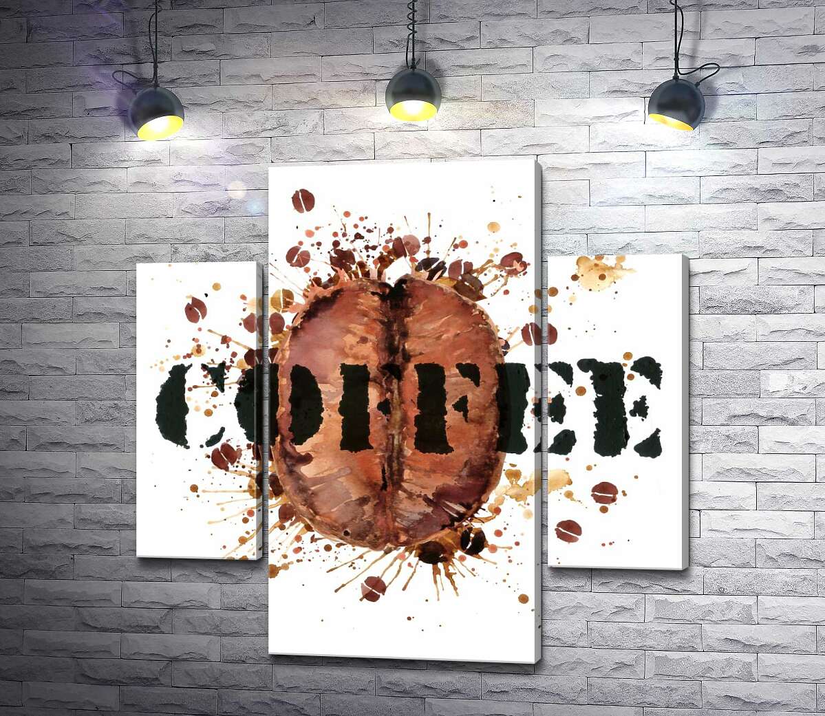 модульная картина Надпись "coffee" на фоне кофейного зерна (Модуль №5)
